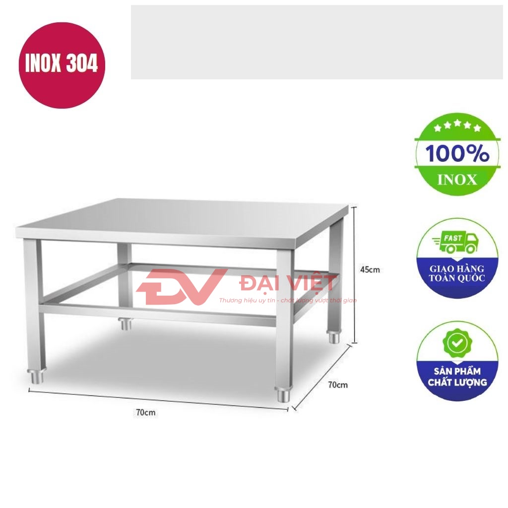 ban inox chu nhat 70x70x45cm