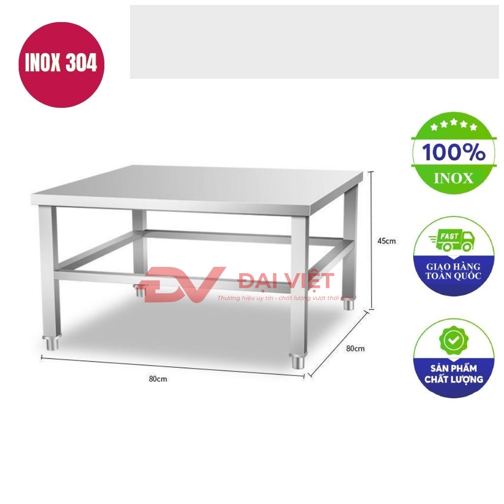 ban inox chu nhat 80x80x45cm