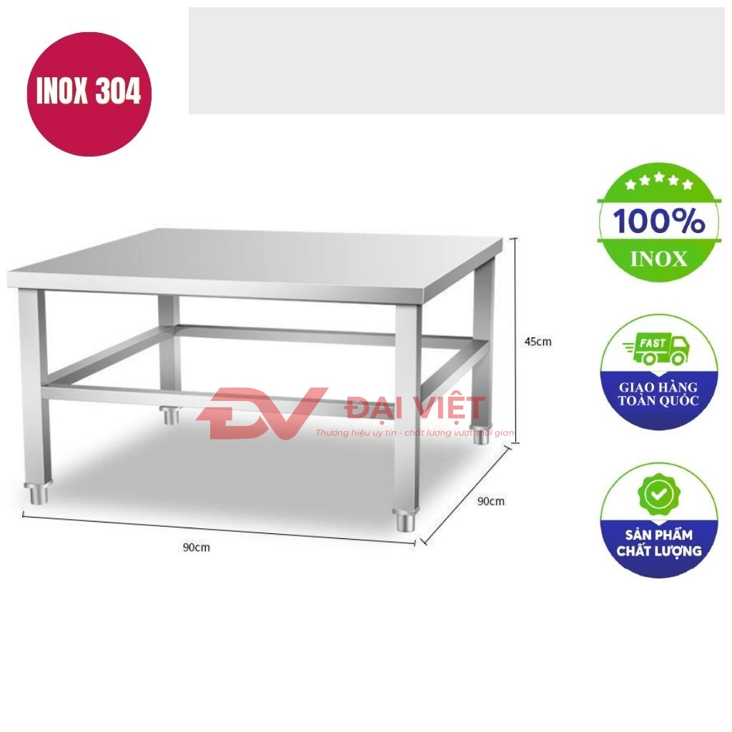 ban inox chu nhat 90x90x45cm