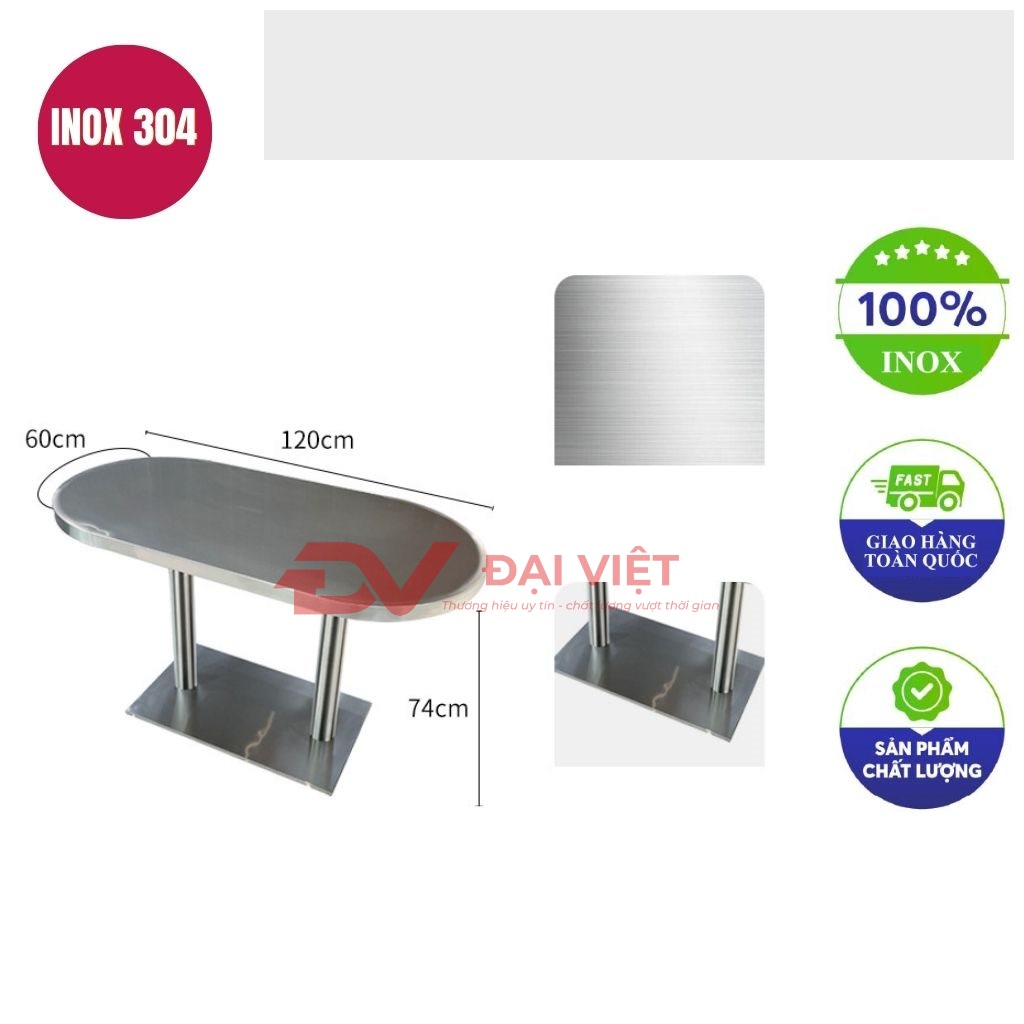 ban inox chu nhat bo goc 120x60x74cm