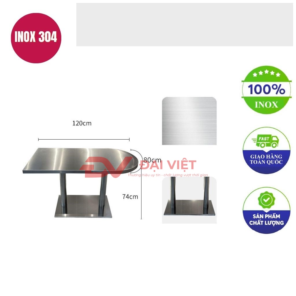 ban inox chu nhat bo goc 120x80x74cm
