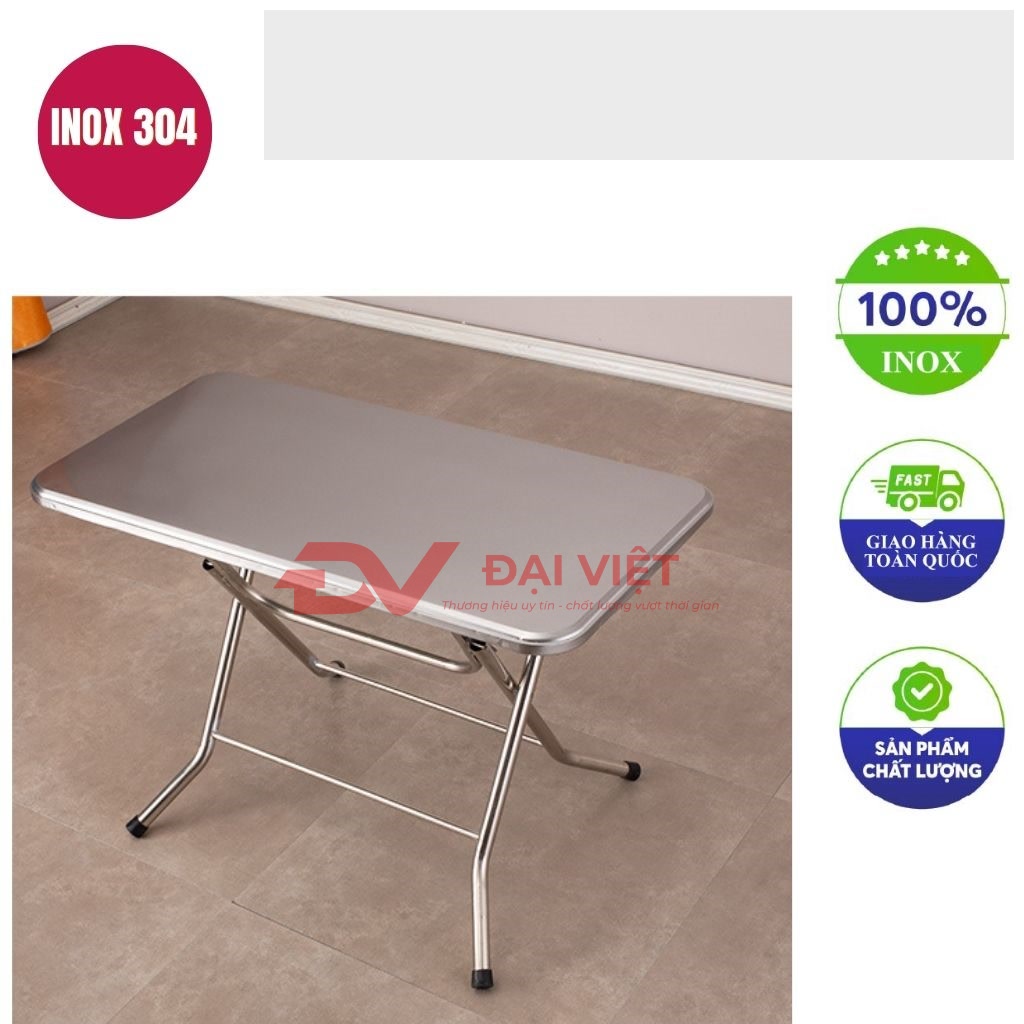 ban inox chu nhat xep gon 120x70x78cm