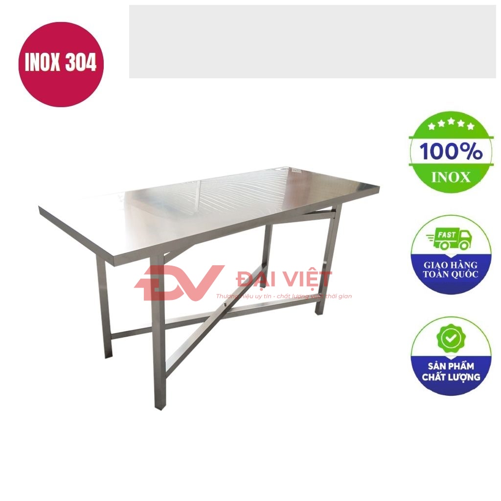 ban inox chu nhat xep gon 180x80x80cm
