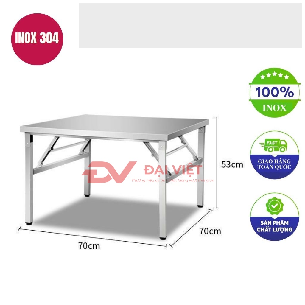 ban inox chu nhat xep gon 70x70x53cm