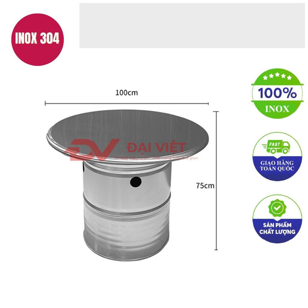 ban inox tron 100x75cm