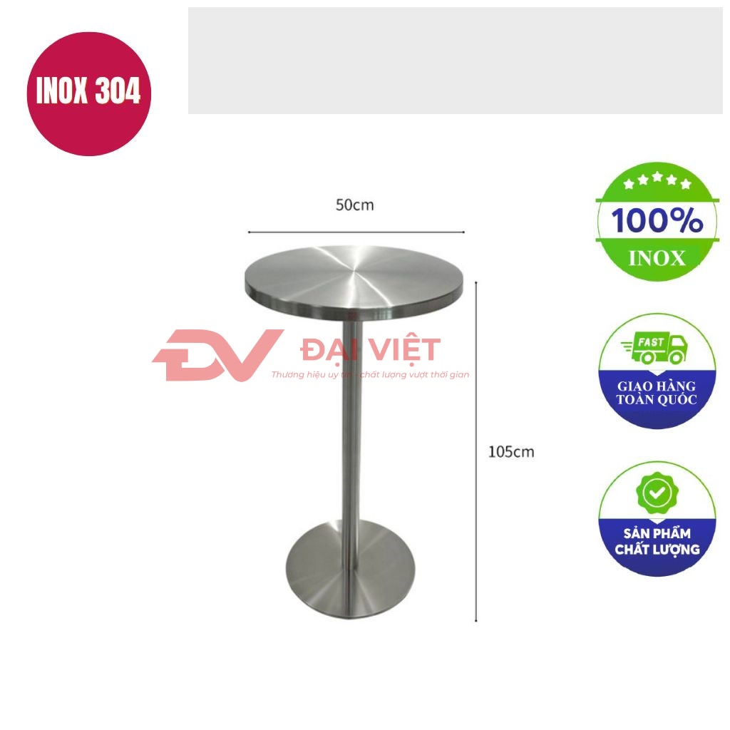 ban inox tron 50x105cm