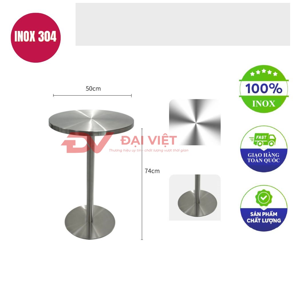 ban inox tron 50x74cm