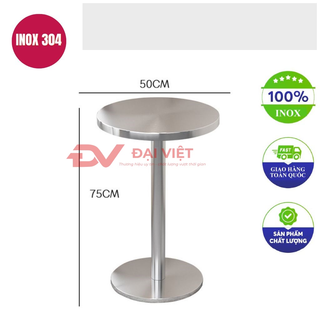 ban inox tron 50x75cm