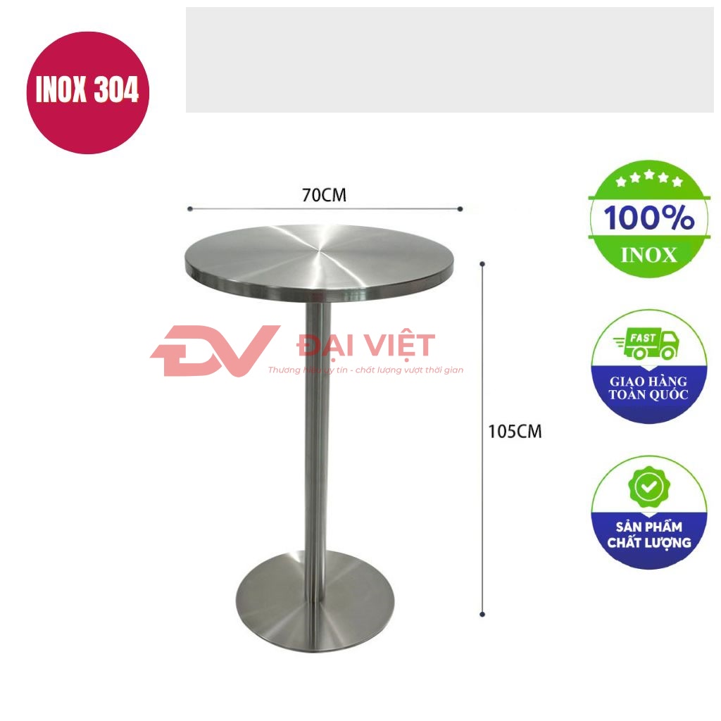 ban inox tron 70x105cm