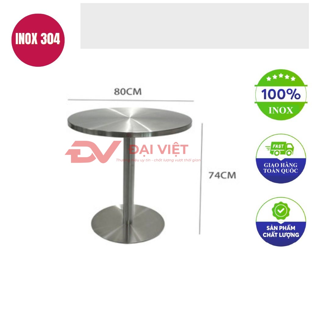ban inox tron 80x74cm