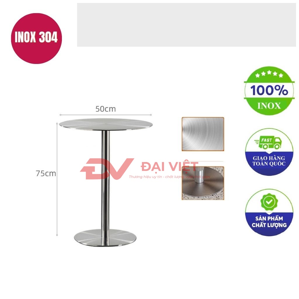 ban inox tron chan tron 50x75cm