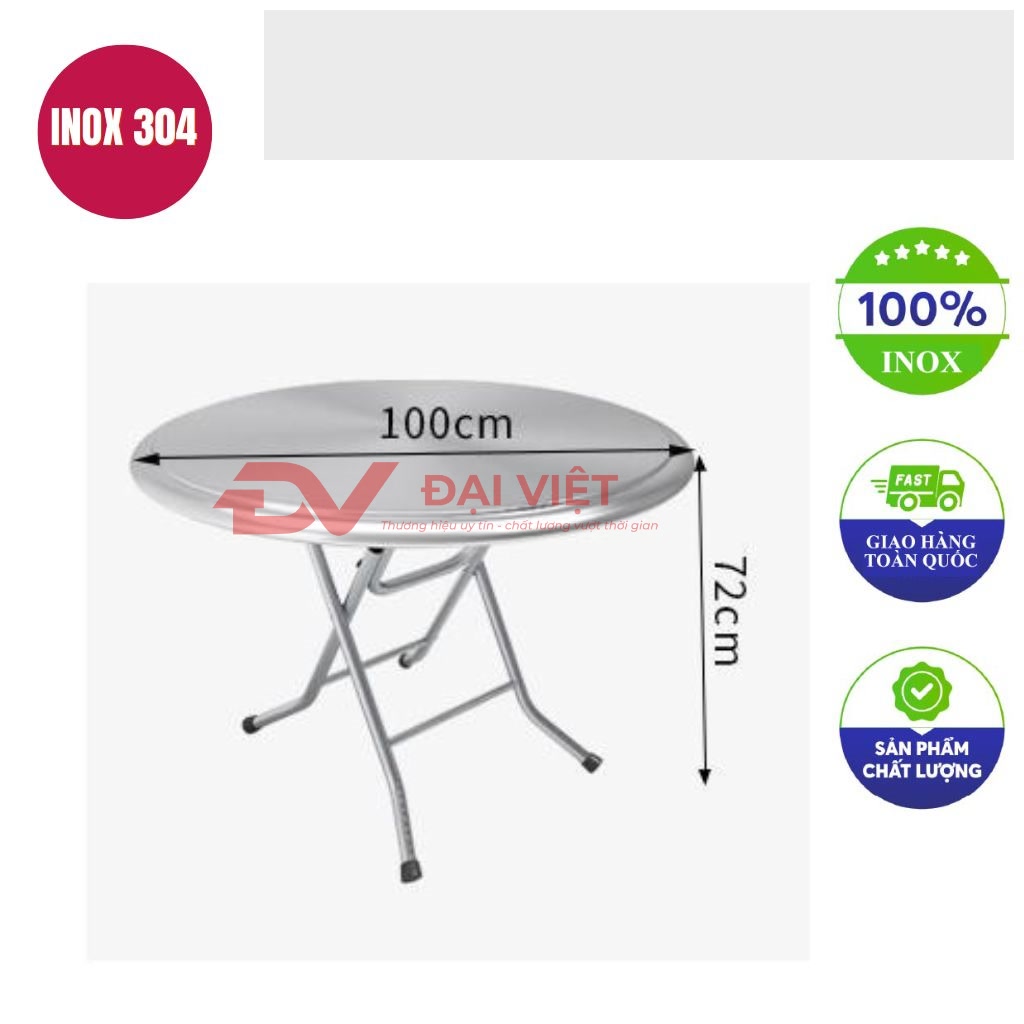 ban inox tron xep gon 100x72cm
