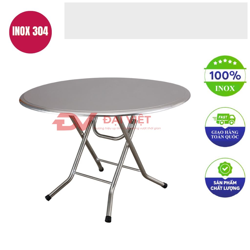ban inox tron xep gon 120x72cm