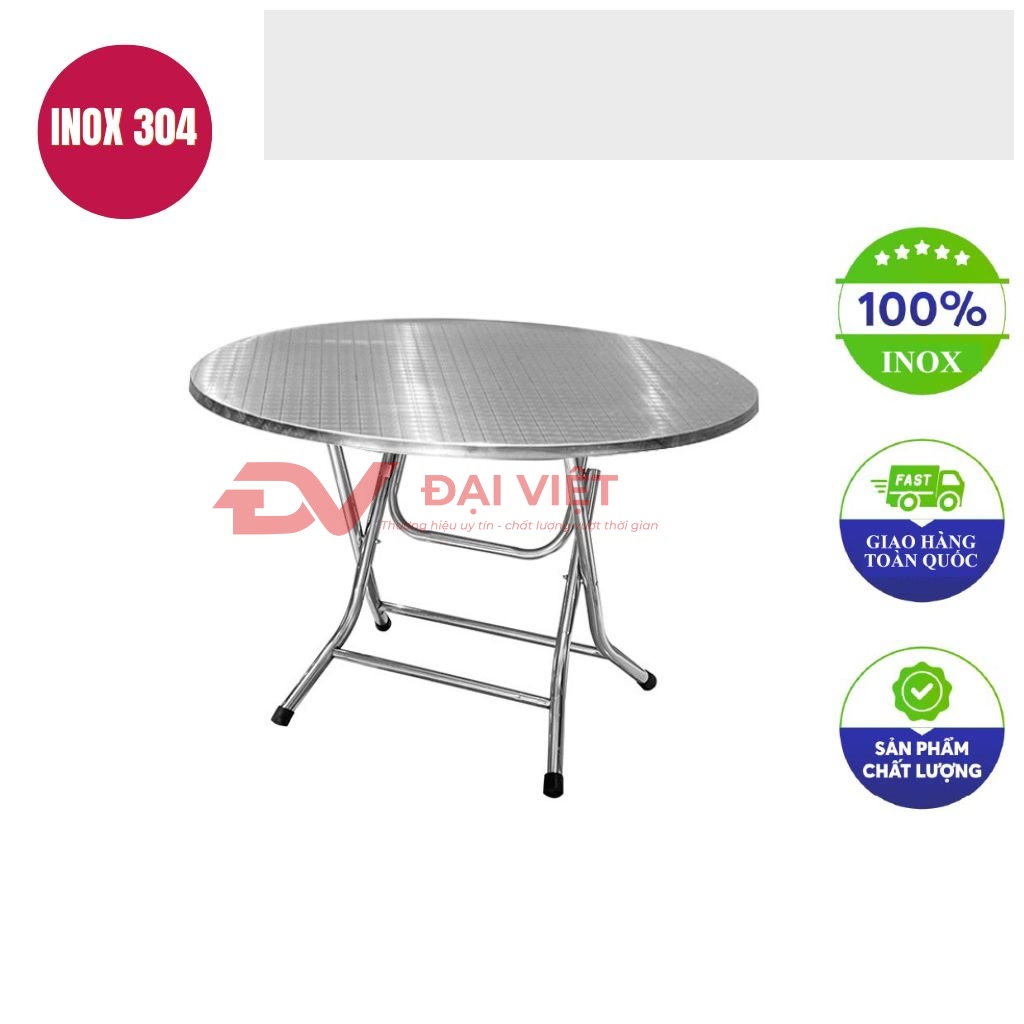 ban inox tron xep gon 60x75cm