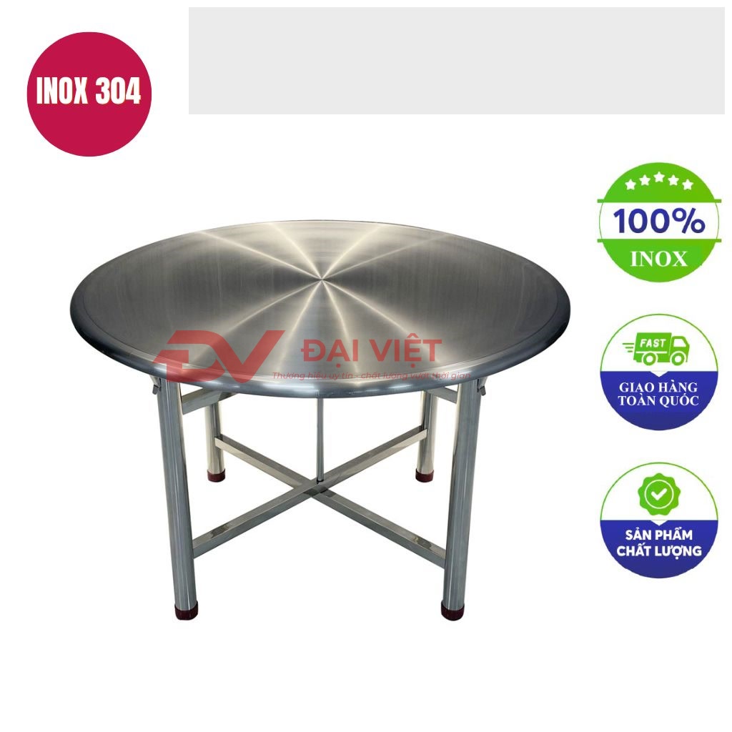 ban inox tron xep gon 70x70x75cm