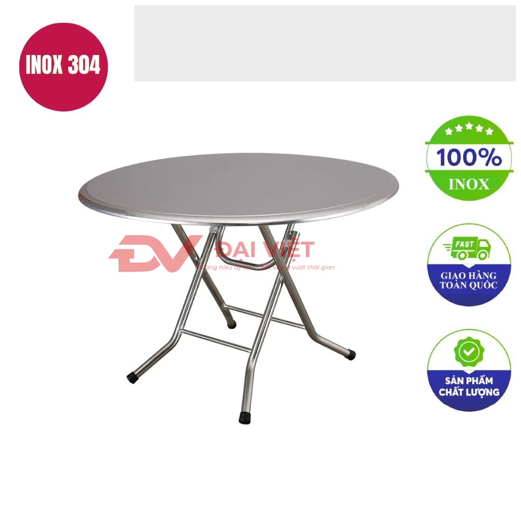 ban inox tron xep gon 70x72cm