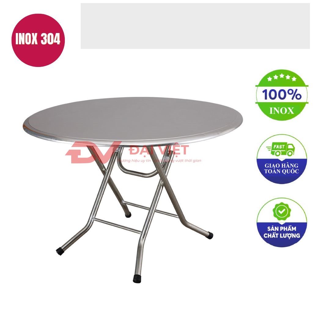 ban inox tron xep gon 90x72cm