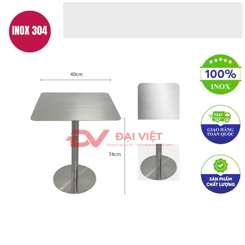 ban inox vuong 40x40x74cm