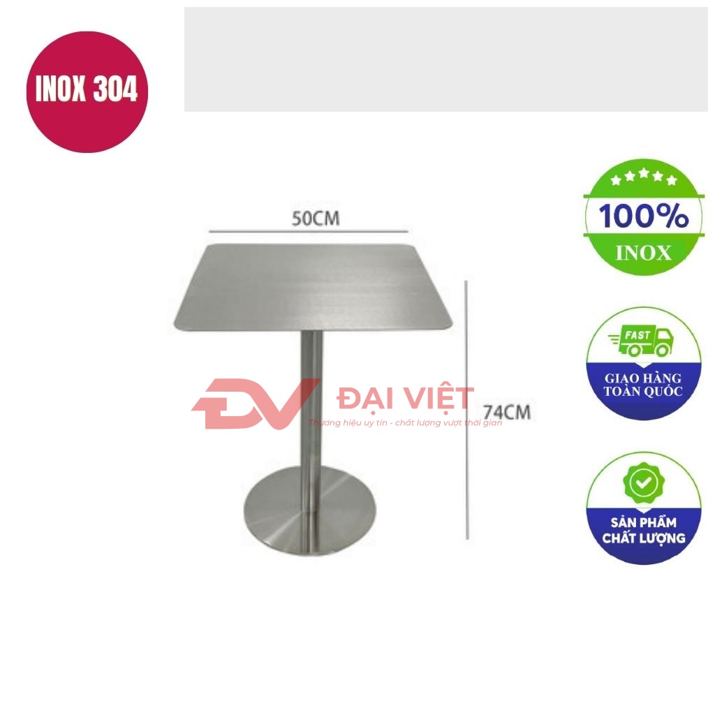 ban inox vuong 50x50x74cm