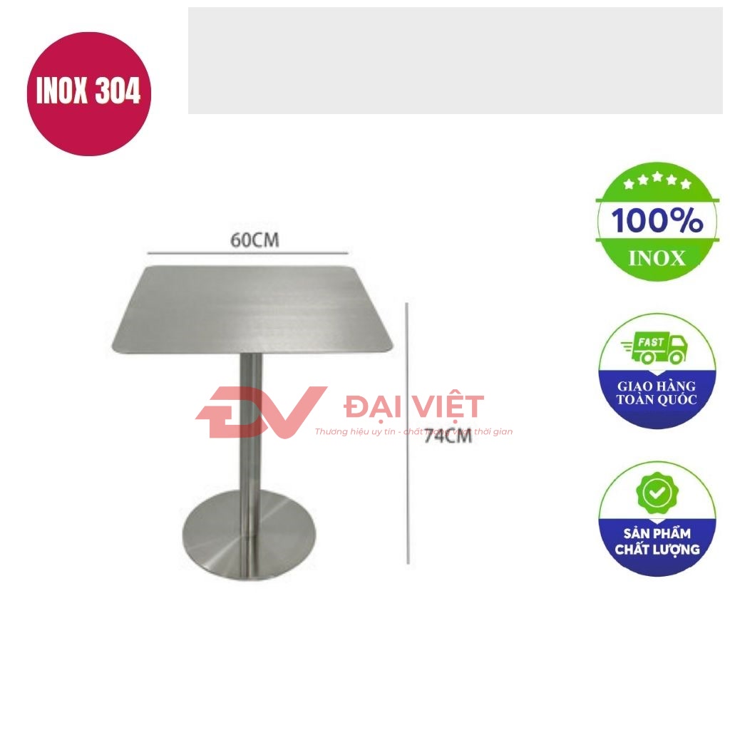 ban inox vuong 60x60x74cm