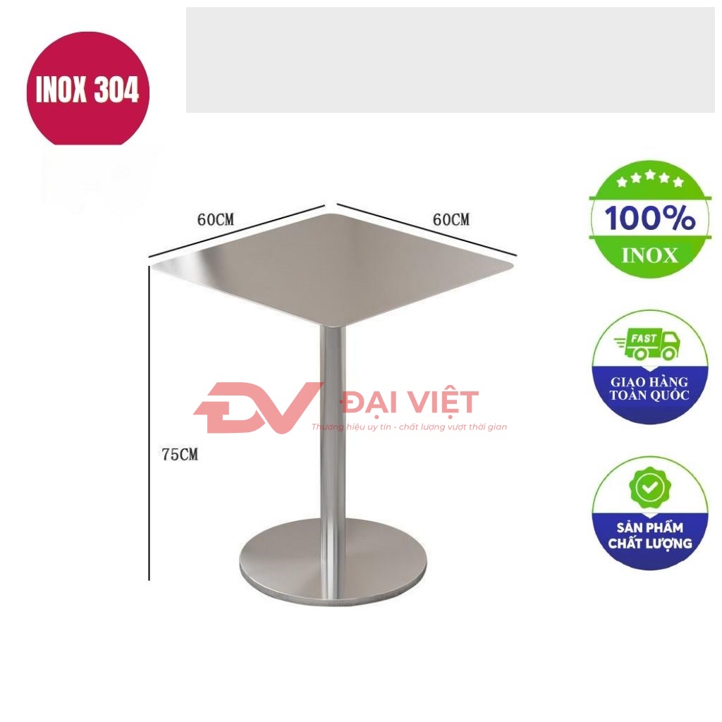 ban inox vuong 60x60x75cm
