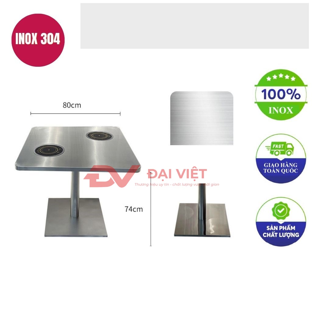 ban inox vuong 80x80x74cm