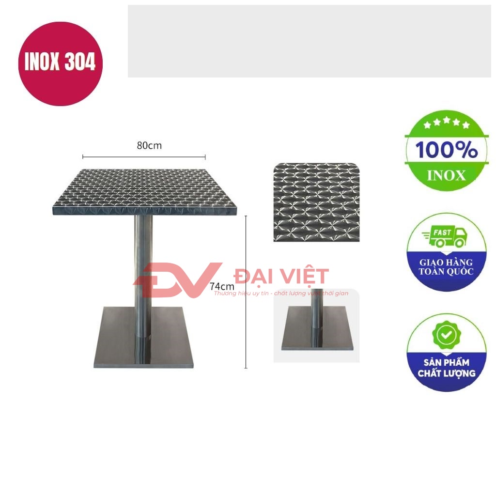 ban inox vuong co van 80x80x74cm