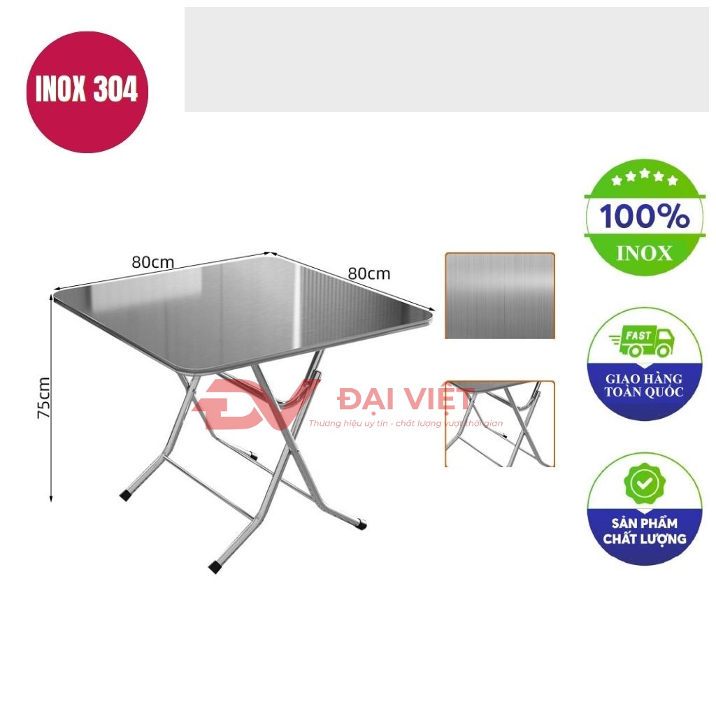 ban inox vuong xep gon co van 80x80x75cm