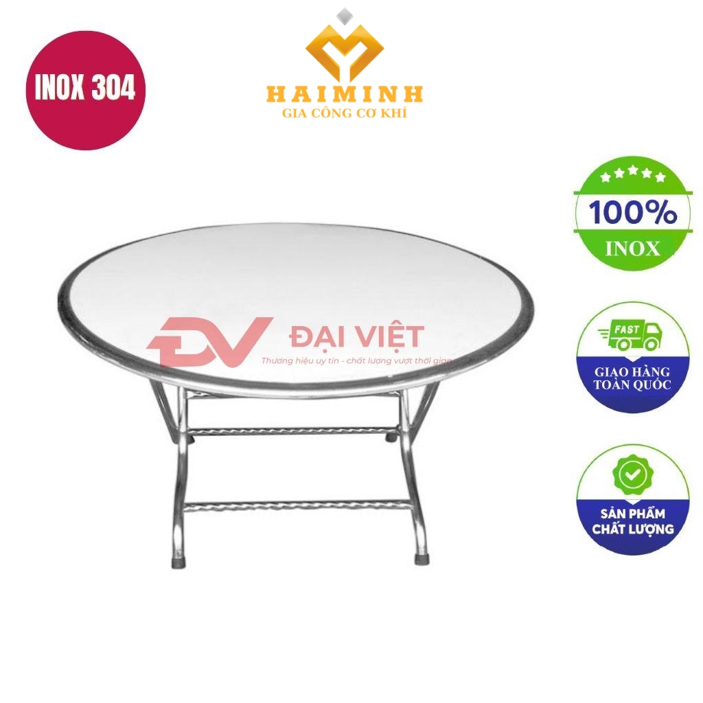 Bàn tròn inox chân thấp 1400x750mm với mặt bàn bóng sáng chân inox chắc chắn
