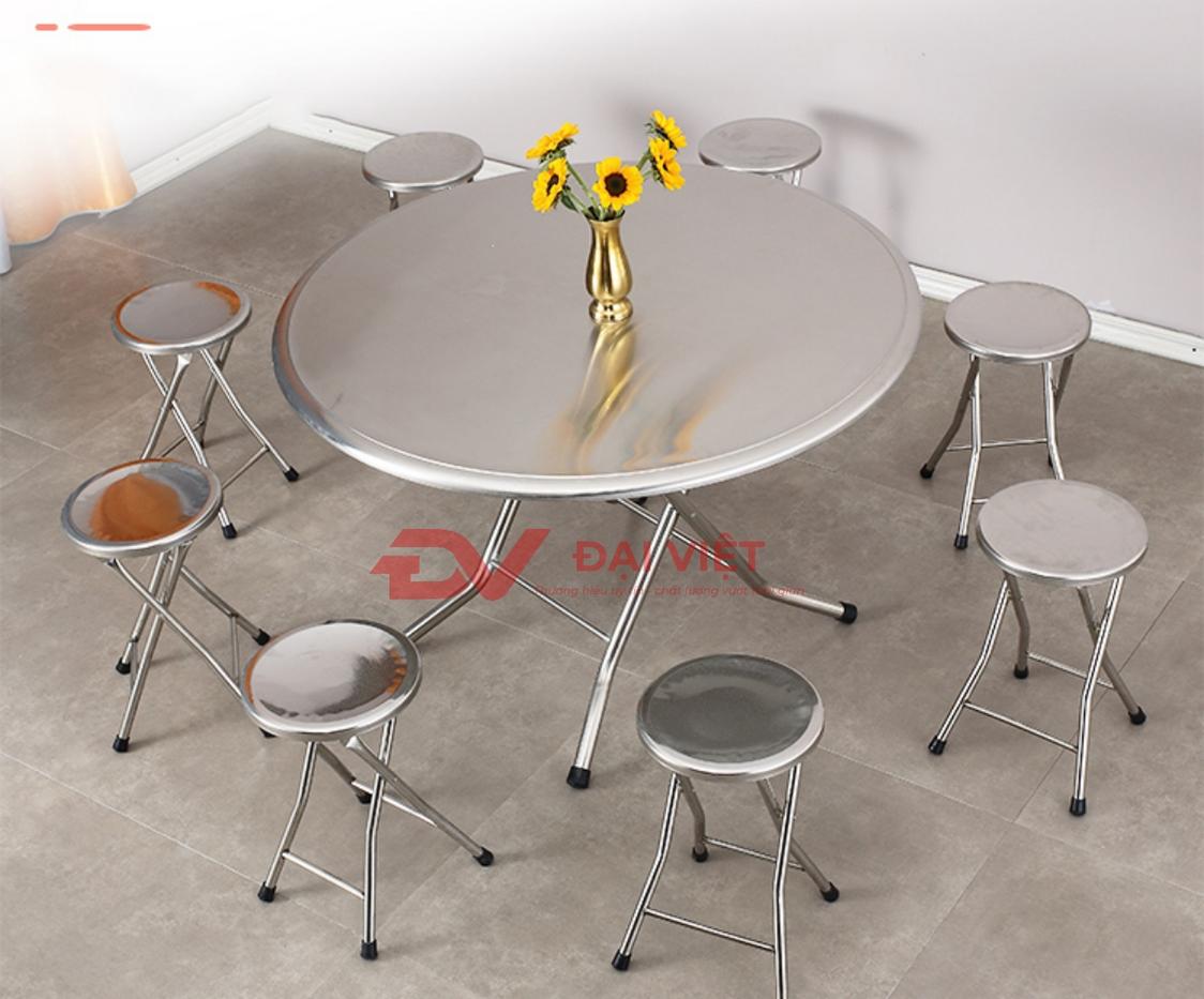 Bản vẽ kỹ thuật bàn tròn inox chân rời 1200x750mm
