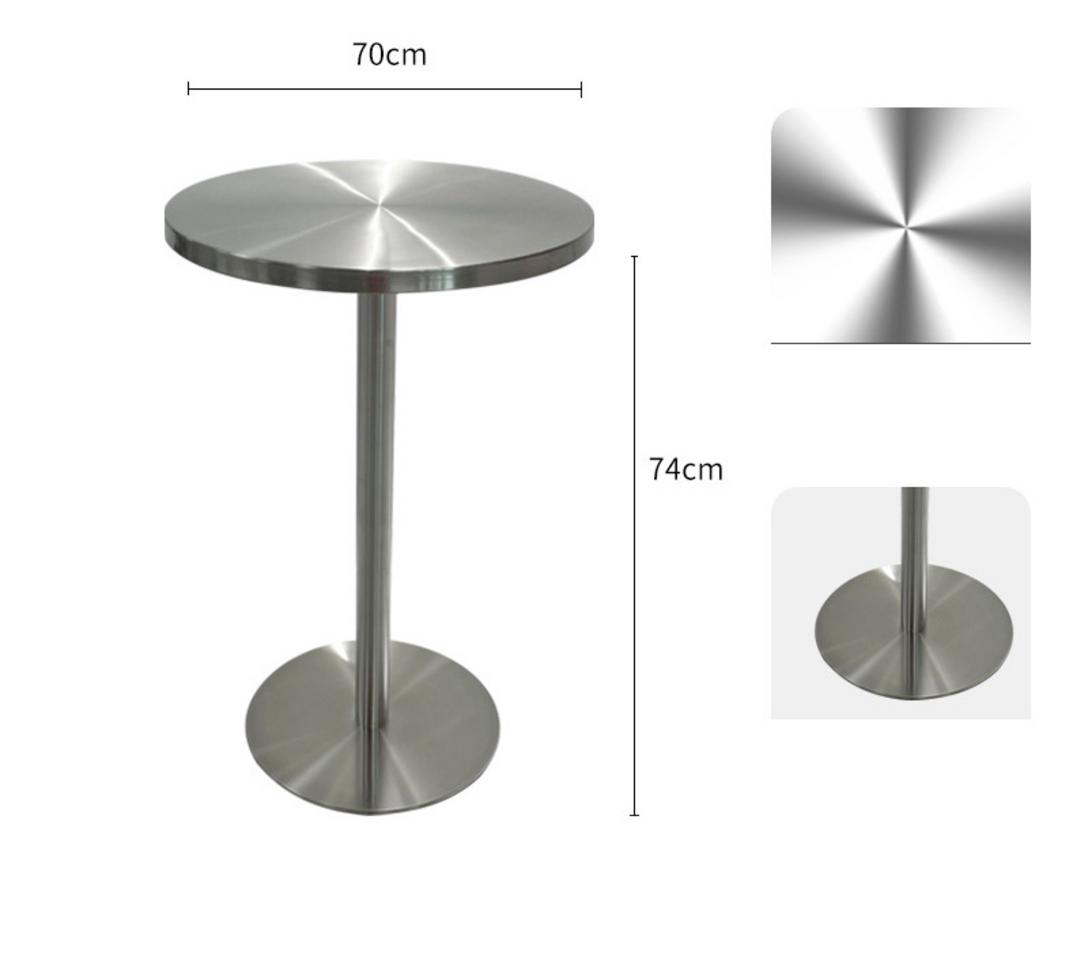 Bản vẽ kỹ thuật chi tiết bàn inox tròn 70x74cm với chú thích từng bộ phận