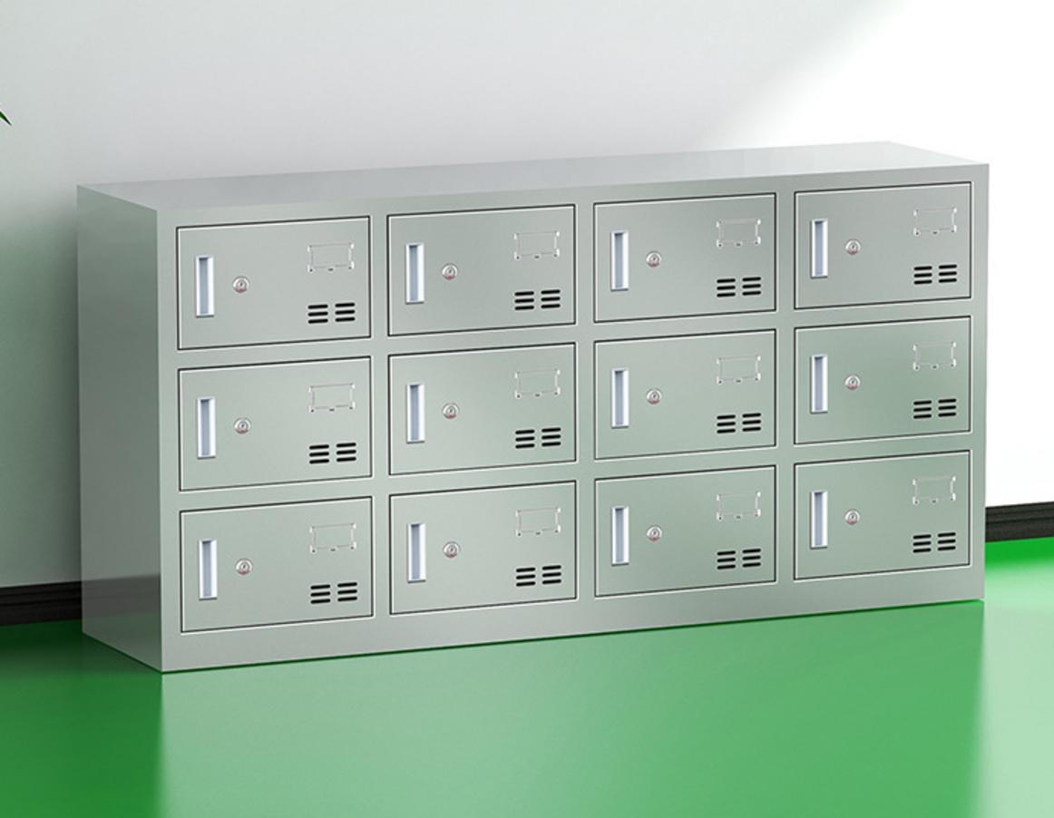 Bản vẽ kỹ thuật thể hiện chi tiết các thông số của tủ giày inox 12 hộc có khóa