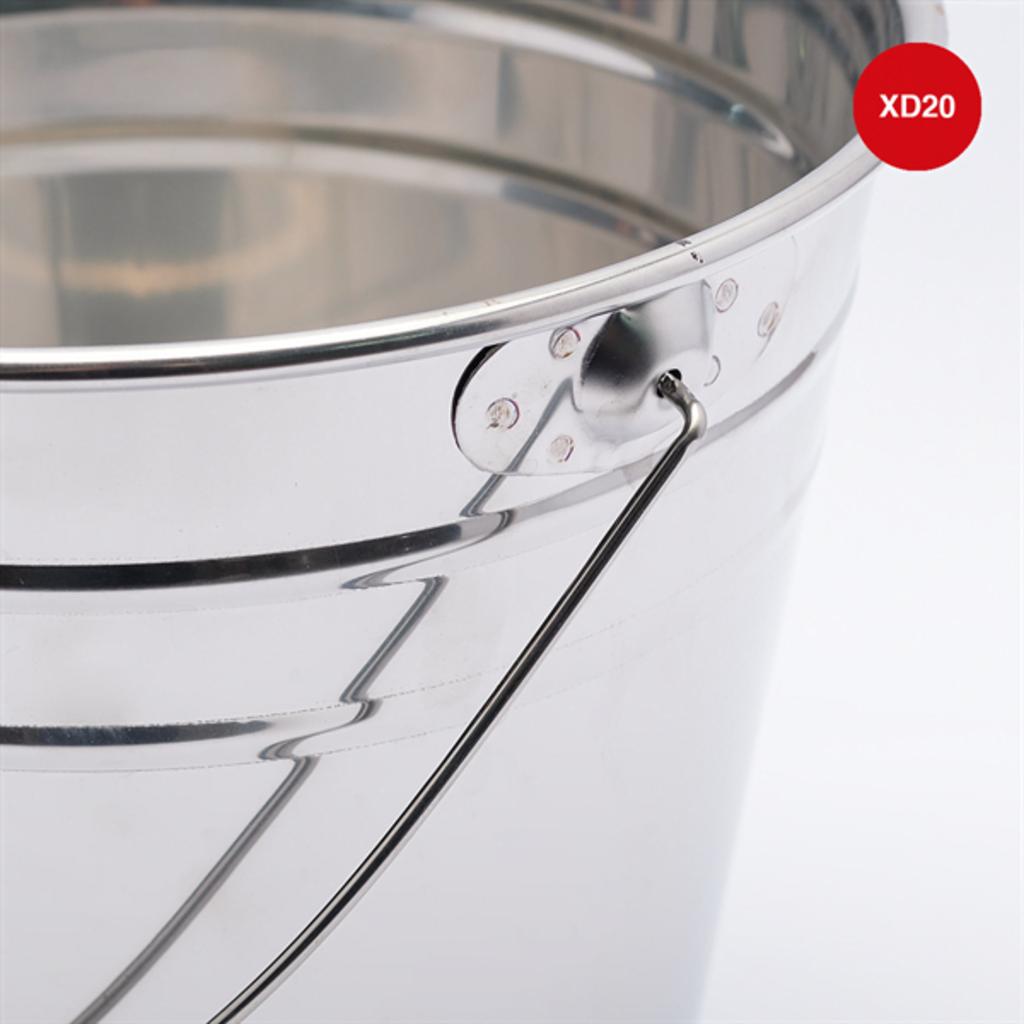 Bảng so sánh xô đá inox size 20 giữa inox 304, inox 201 và xô nhựa