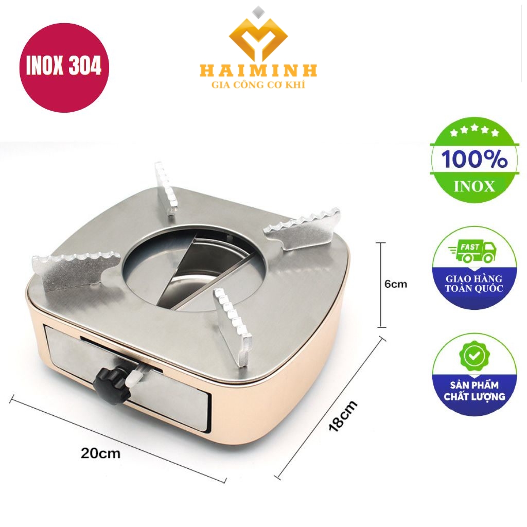 bep con inox vuong mau hong 18x6cm