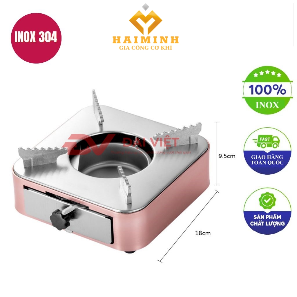 bep con inox vuong mau hong 18x9cm