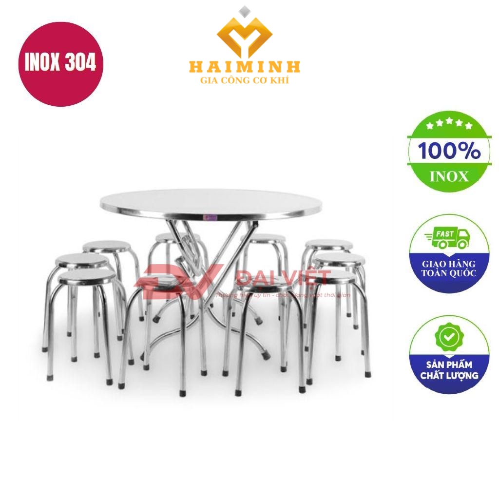 Bộ bàn ghế ăn inox 1200x800mm