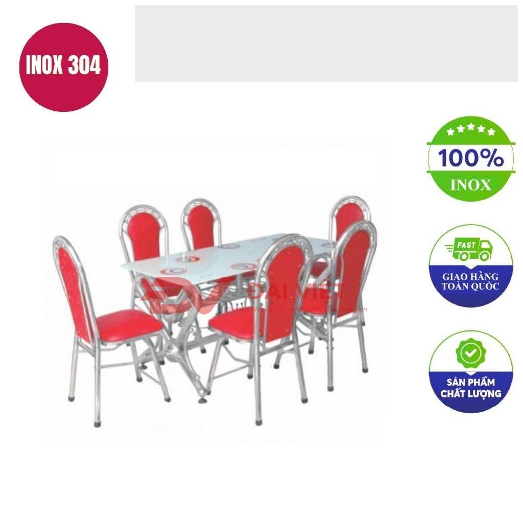 bo ban kinh chan inox 6 ghe GC11