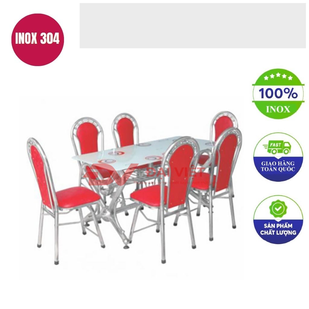 bo ban kinh chan inox 6 ghe GC18