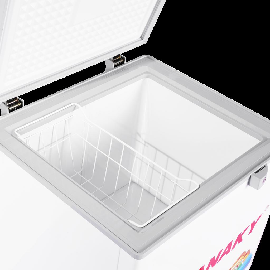 Các ưu điểm nổi bật của tủ đông Sanaky VH-1599HYK mặt kính dàn lạnh đồng bánh xe thiết kế tiện lợi