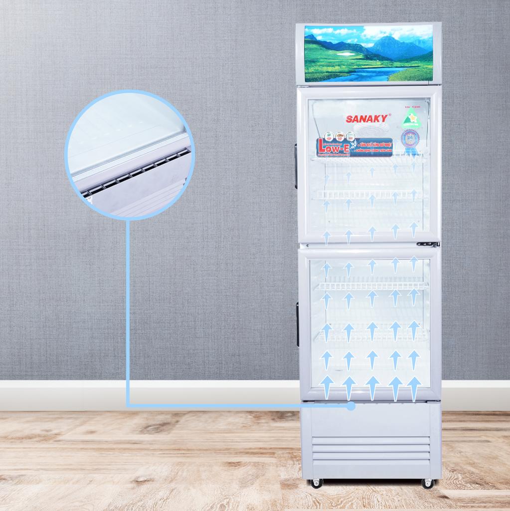 Tiết kiệm điện năng với Tủ Mát 2 Cánh Trên Dưới Sanaky VH-358WL Dàn Nhôm 350 Lít