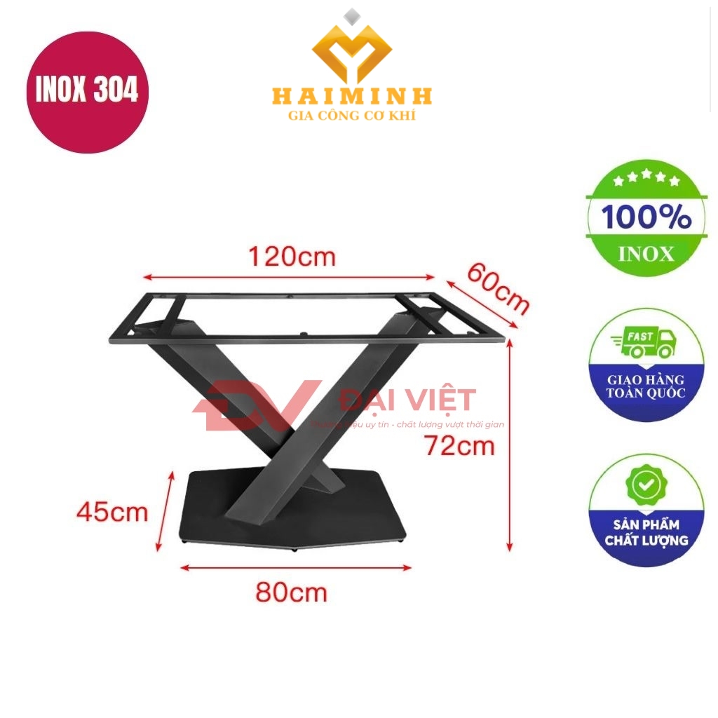 chan ban inox 120x60x72cm