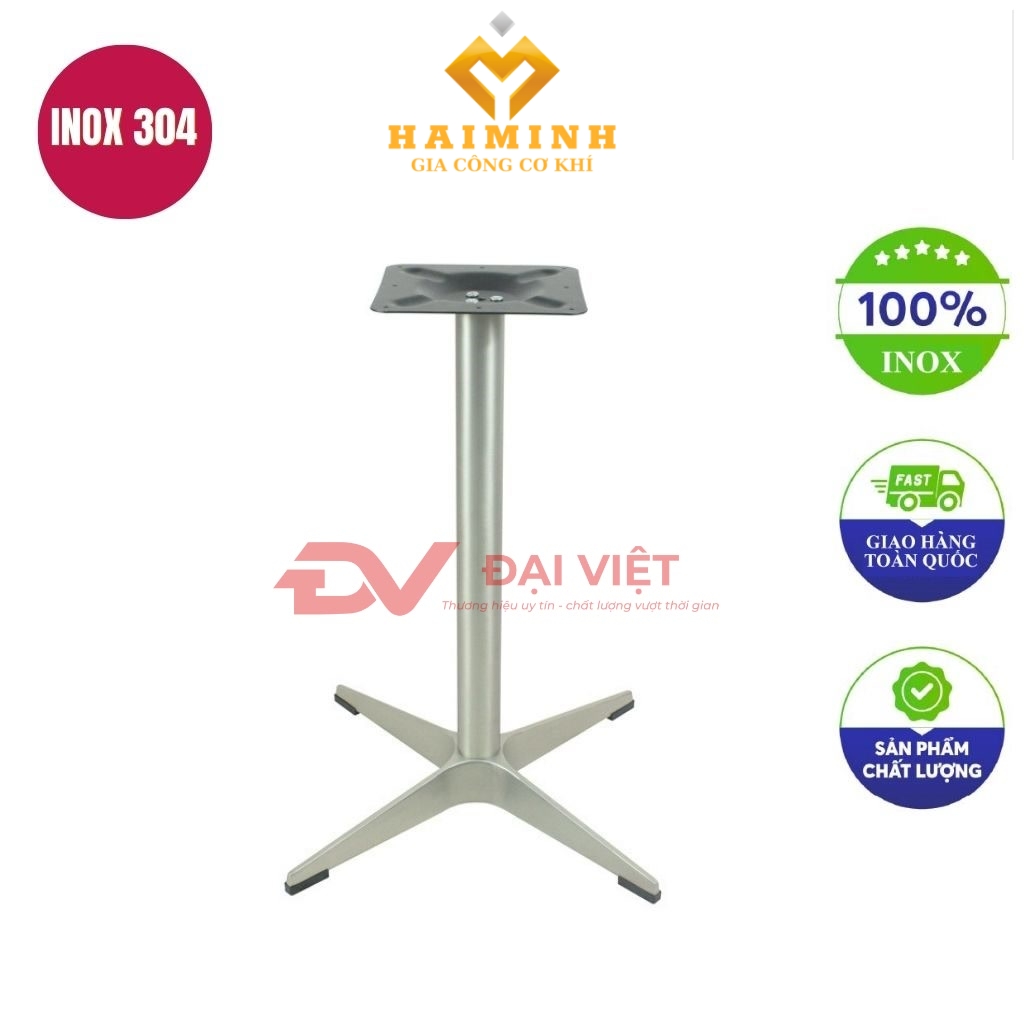 chan ban inox 4 chau mat vuong 660x720mm
