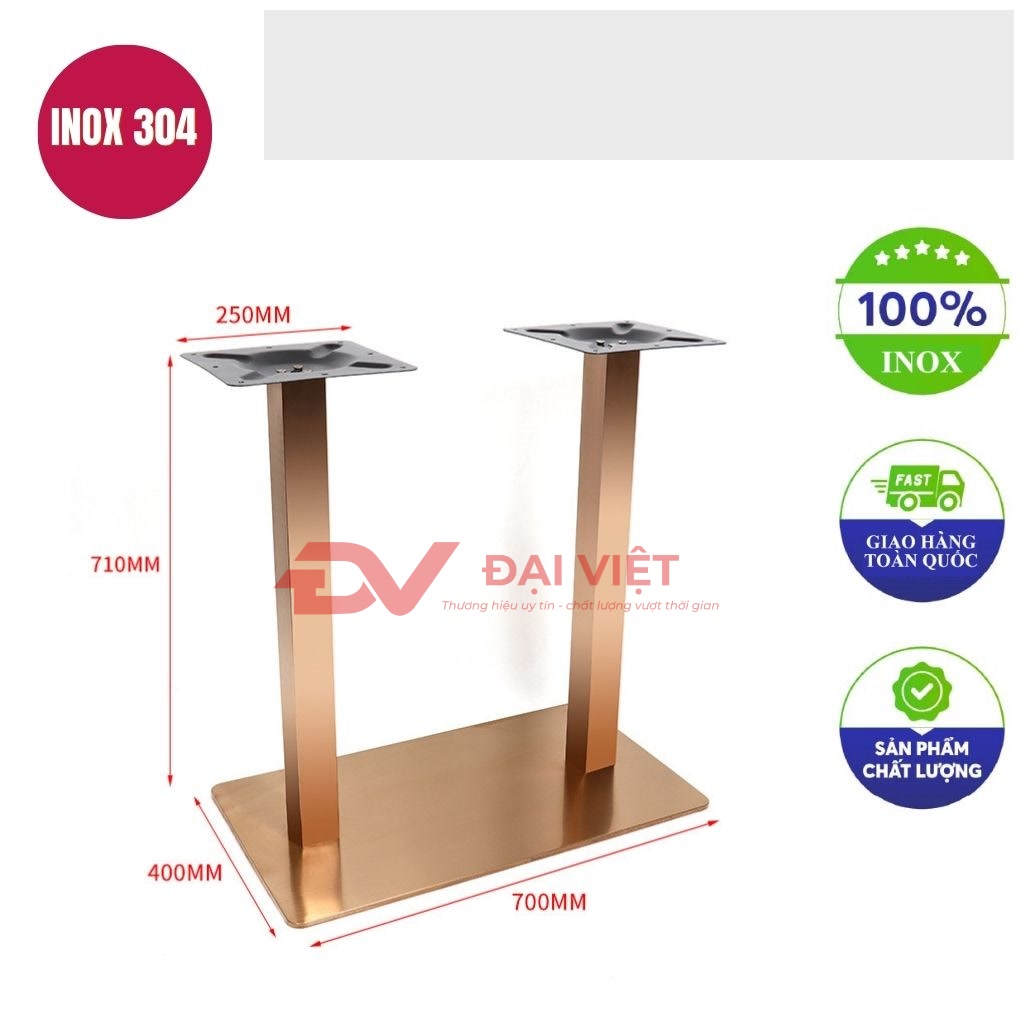 chan ban inox ma vang 700x400x710mm