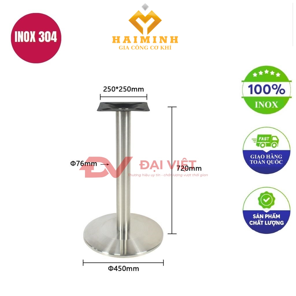 chan ban inox tron mat vuong 450x720mm