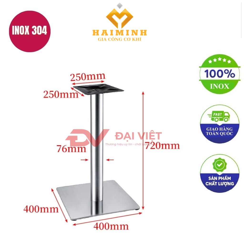 chan ban inox vuong 400x400x720mm