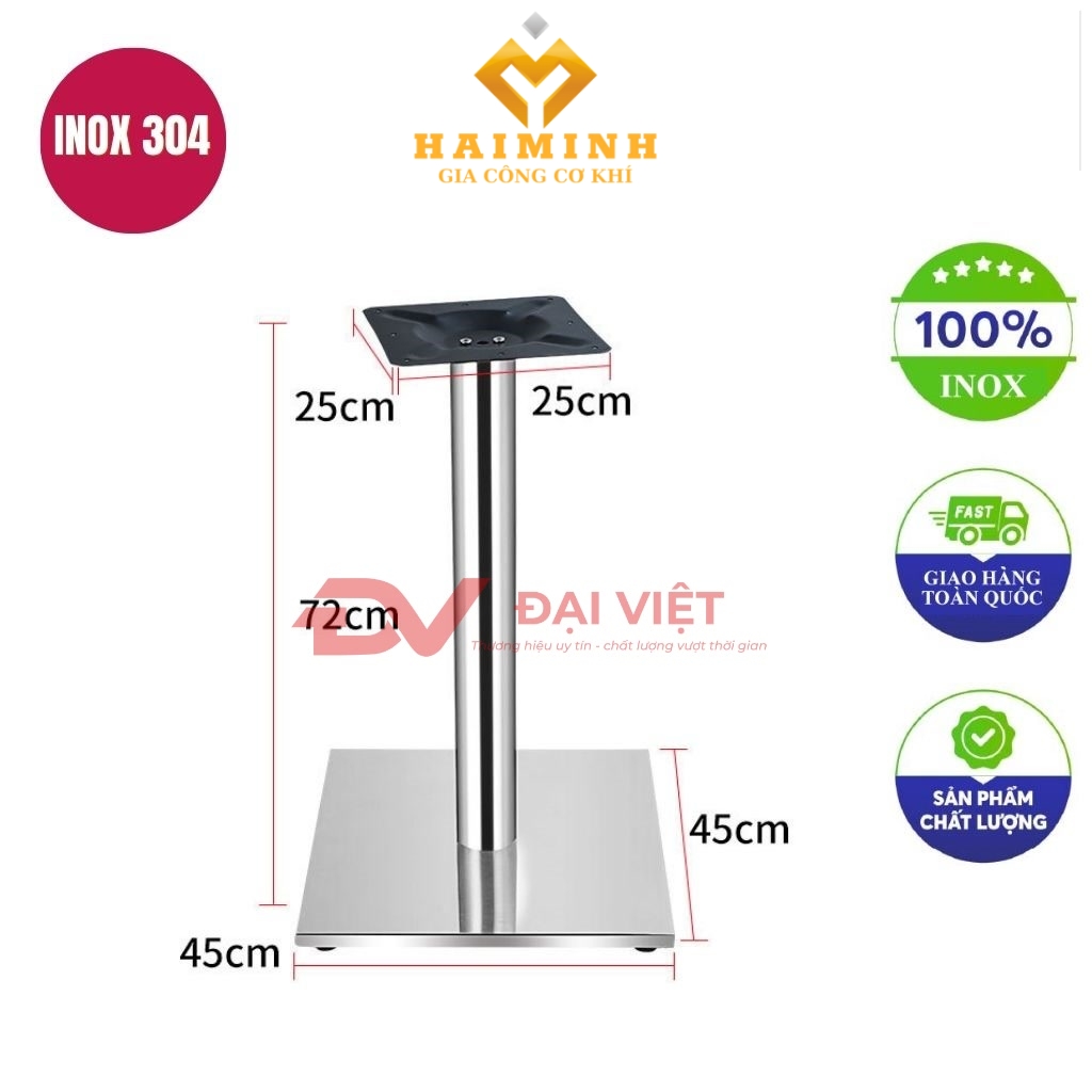 chan ban inox vuong 450x450x720mm