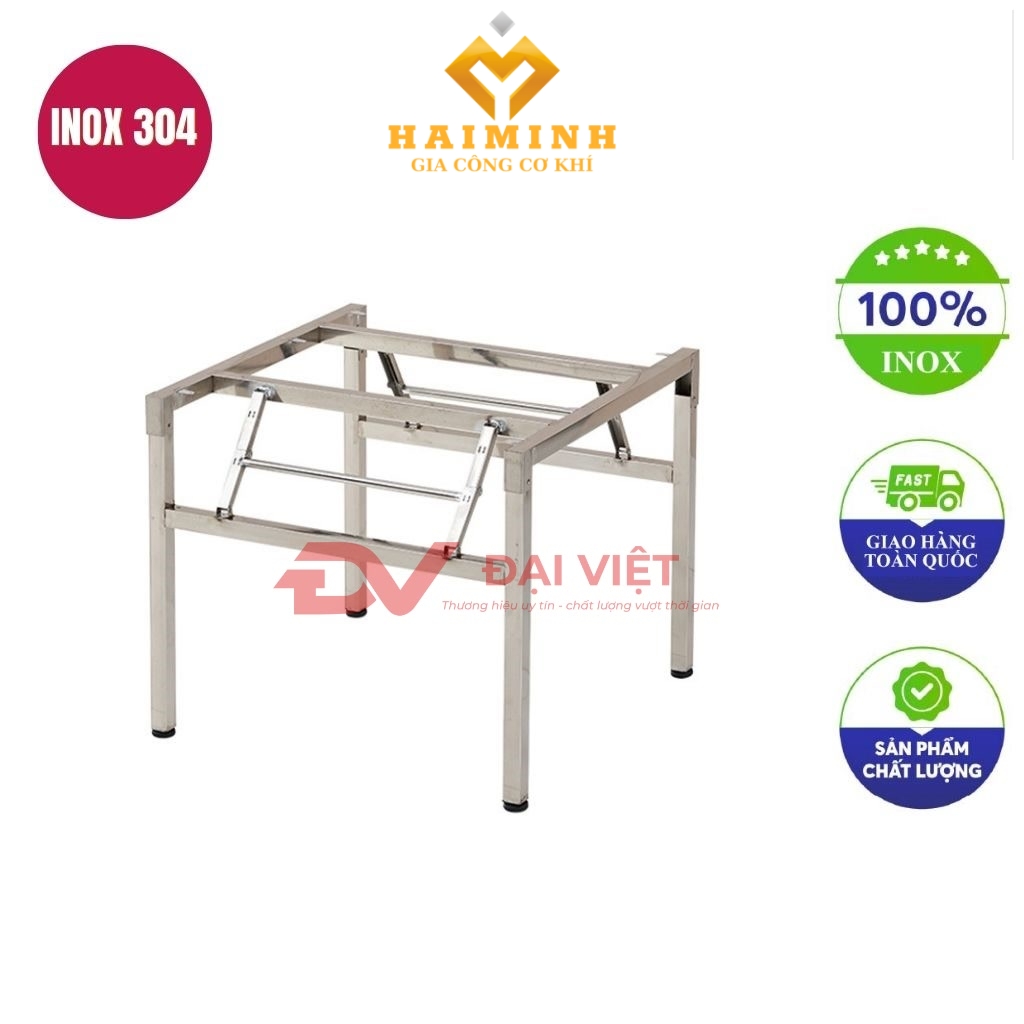 chan ban inox vuong gap gon 75x75x73cm