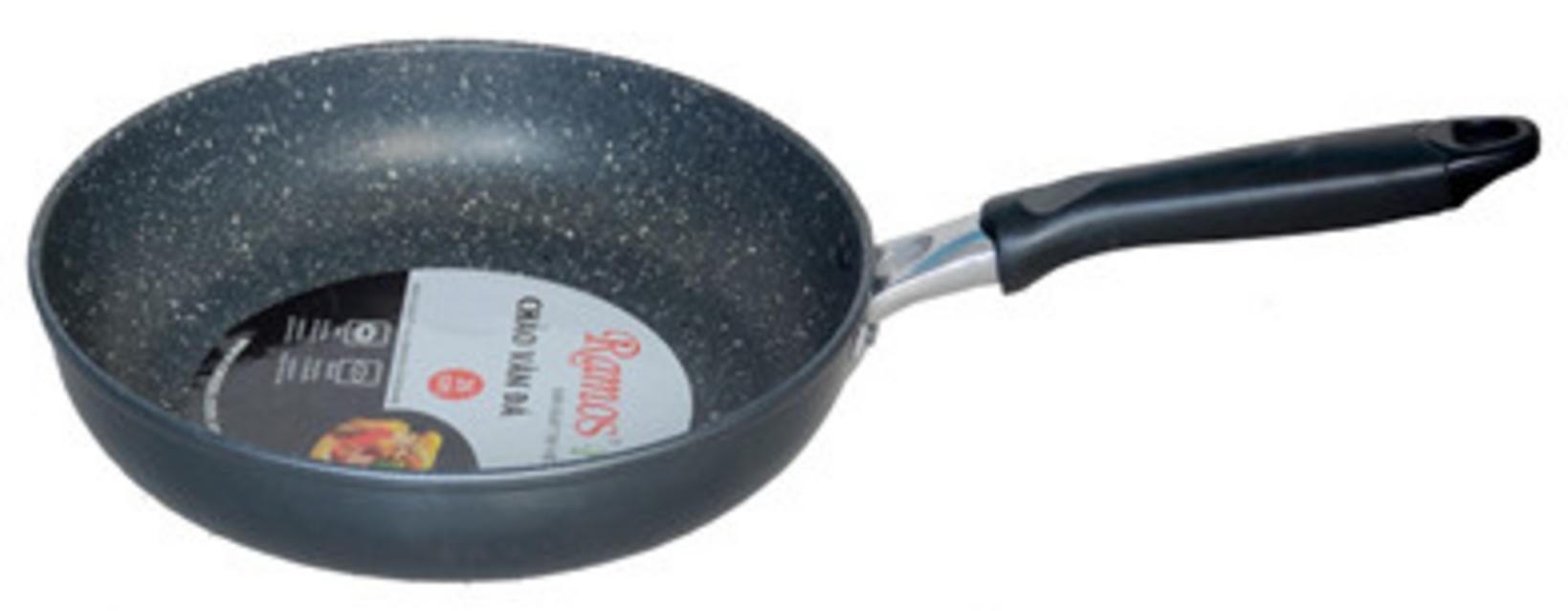 Chảo vân đá Plus nhôm dày 2.1mm, màu đen, đặt trên bếp gas hiện đại