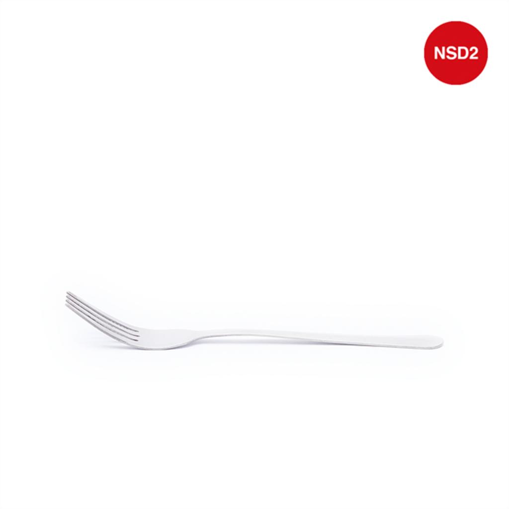 close up thick stainless steel soup fork