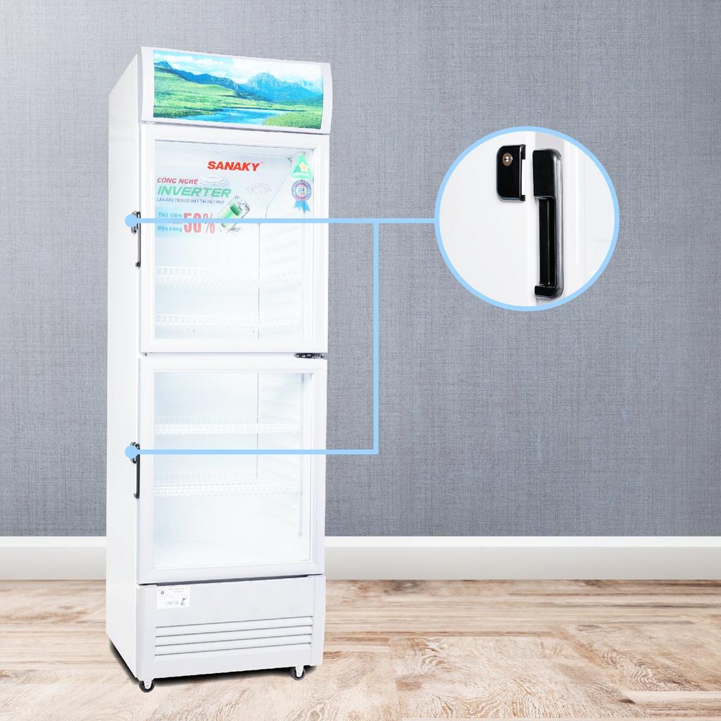 Dàn lạnh bằng nhôm bền bỉ trên Tủ Mát 2 cánh trên dưới Sanaky VH-308W3L inverter dàn nhôm 300 lít